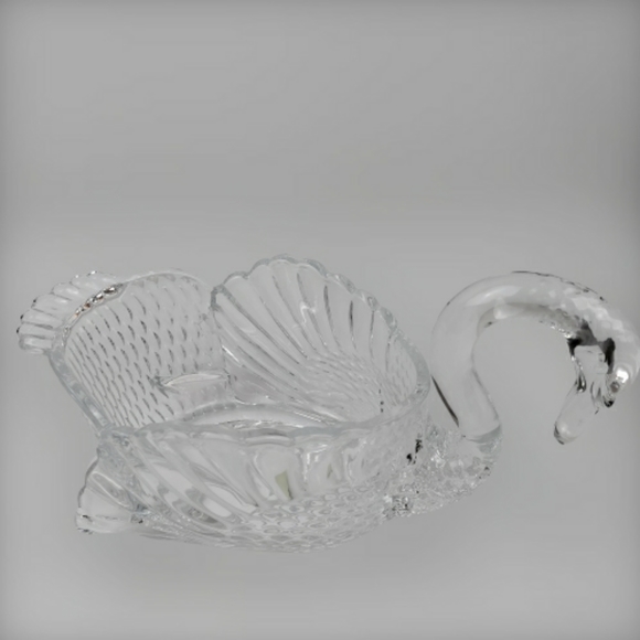 Shannon Godinger Crystal Swan Bowl centerpiece dish bowl clear - Picture 11 of 15